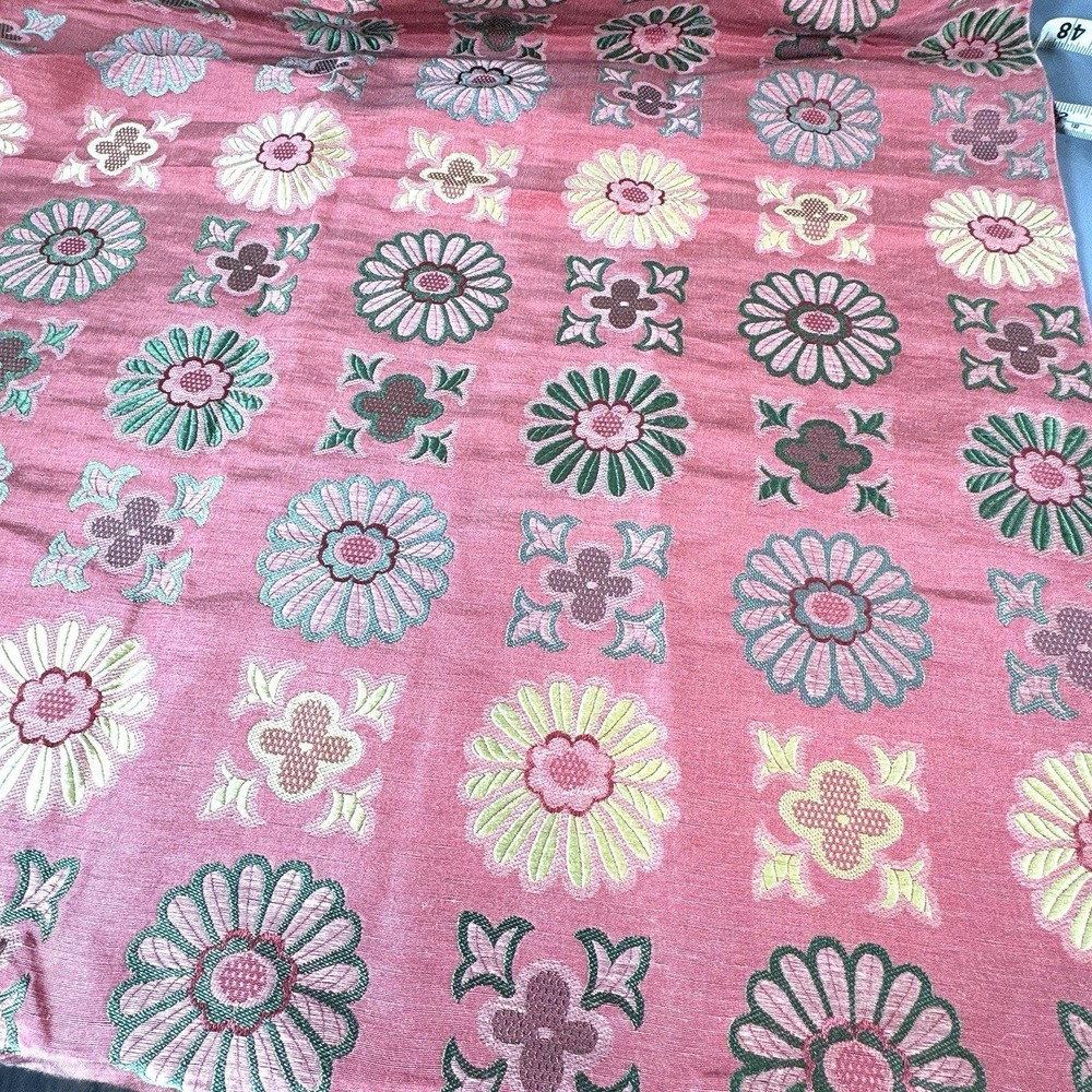 Embroidered Floral Brocade Jacquard Fabric Pink 55" Wide x 1.3 Yds Upholstery